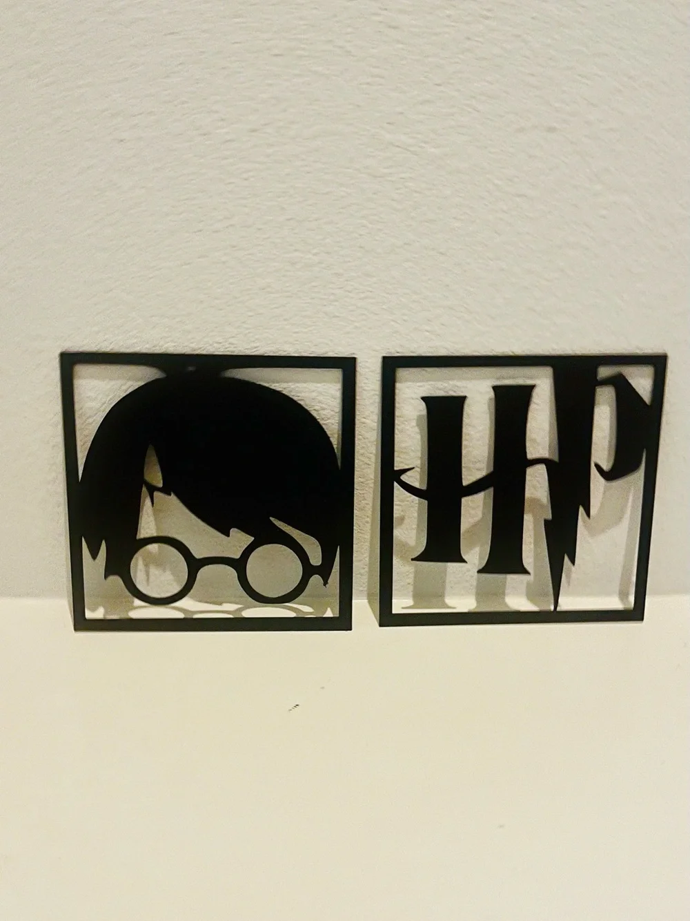 Black HP Inspired Wizard Wall Decor - Harry Glasses Silhouette